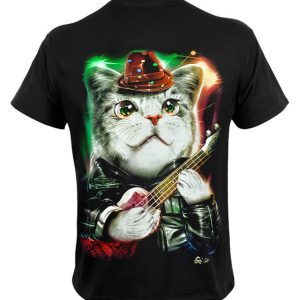 T-shirt unisexe  Rock Eagle The Guitarist Cat In Hat T-shirt unisexe  Rock Eagle The Guitarist Cat In Hat