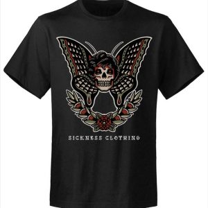T-shirt unisexe Sickness clothing Old School Butterfly Black T-shirt unisexe Sickness clothing Old School Butterfly Black