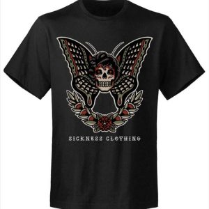 T-shirt unisexe Sickness clothing  Old School Butterfly Black