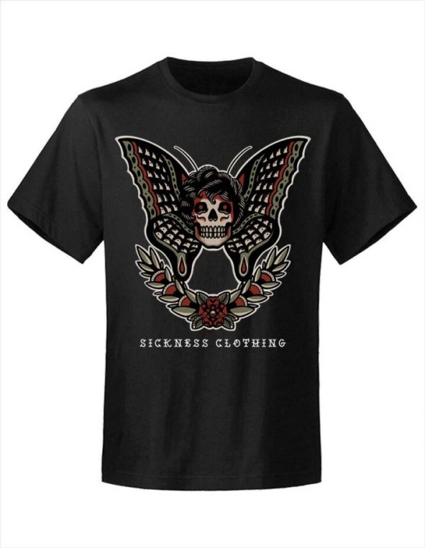 T-shirt unisexe Sickness clothing  Old School Butterfly Black