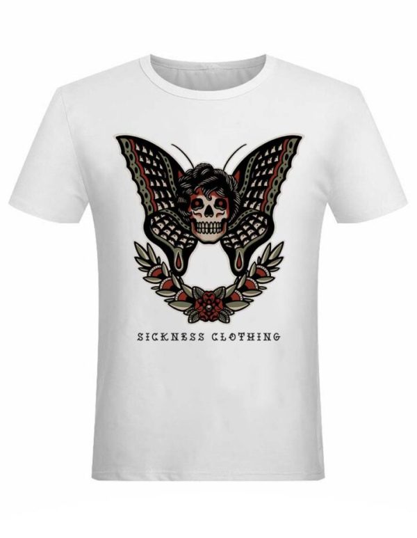 T-shirt unisexe Sickness clothing  Old School Butterfly White