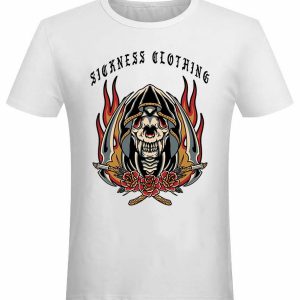 T-shirt unisexe Sickness clothing  Old School Death Sick White T-shirt unisexe Sickness clothing  Old School Death Sick White