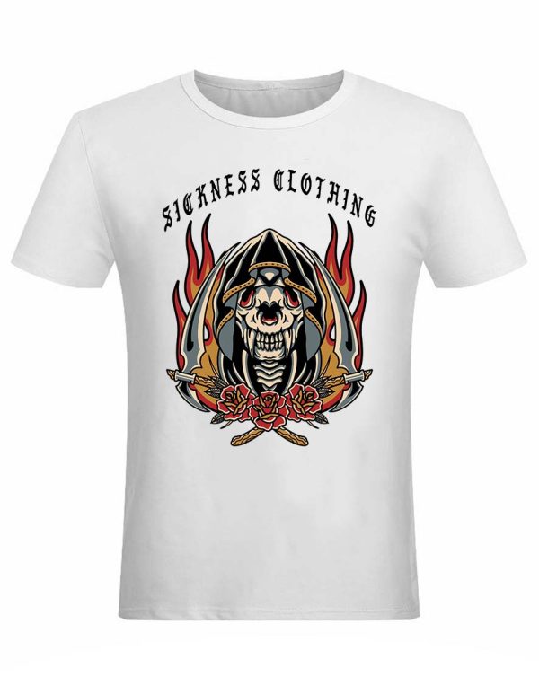 T-shirt unisexe Sickness clothing  Old School Death Sick White