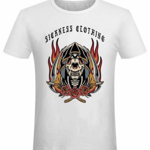 T-shirt unisexe Sickness clothing  Old School Death Sick White T-shirt unisexe Sickness clothing  Old School Death Sick White