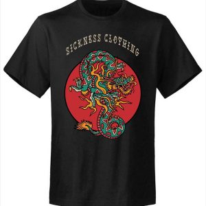 T-shirt unisexe Sickness clothing Old School Dragon Black T-shirt unisexe Sickness clothing Old School Dragon Black