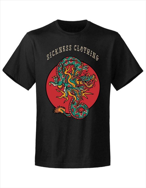 T-shirt unisexe Sickness clothing Old School Dragon Black