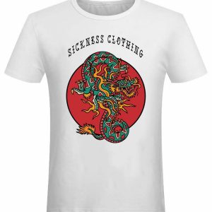 T-shirt unisexe Sickness clothing Old School Dragon White T-shirt unisexe Sickness clothing Old School Dragon White