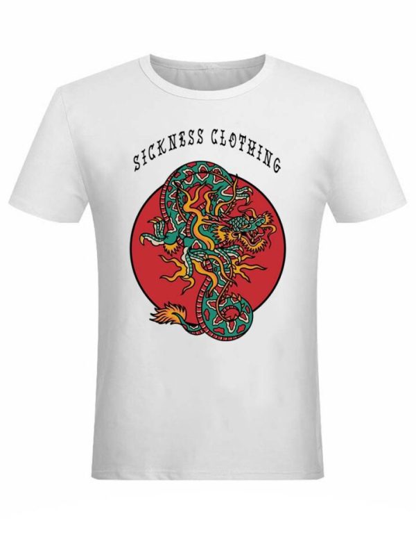 T-shirt unisexe Sickness clothing Old School Dragon White