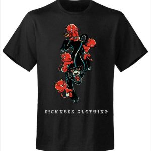 T-shirt unisexe Sickness clothing Old School Panther Devil Black