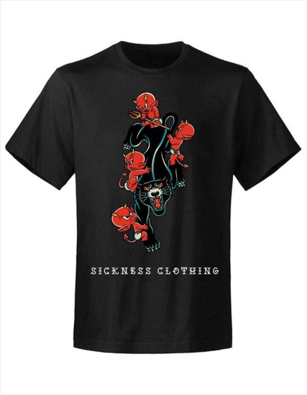 T-shirt unisexe Sickness clothing Old School Panther Devil Black