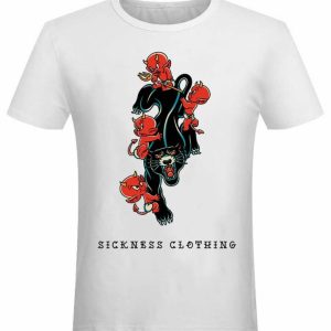 T-shirt unisexe Sickness clothing Old School Panther Devil White T-shirt unisexe Sickness clothing Old School Panther Devil White