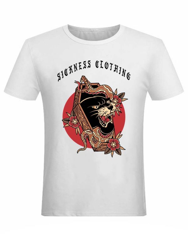 T-shirt unisexe Sickness clothing Old School Panther White