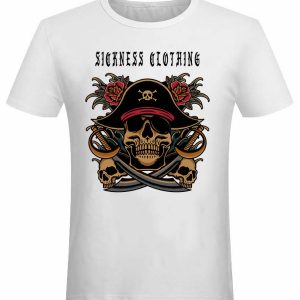 T-shirt unisexe Sickness clothing  Old School Pirates White T-shirt unisexe Sickness clothing  Old School Pirates White