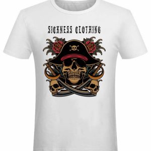 T-shirt unisexe Sickness clothing  Old School Pirates White T-shirt unisexe Sickness clothing  Old School Pirates White