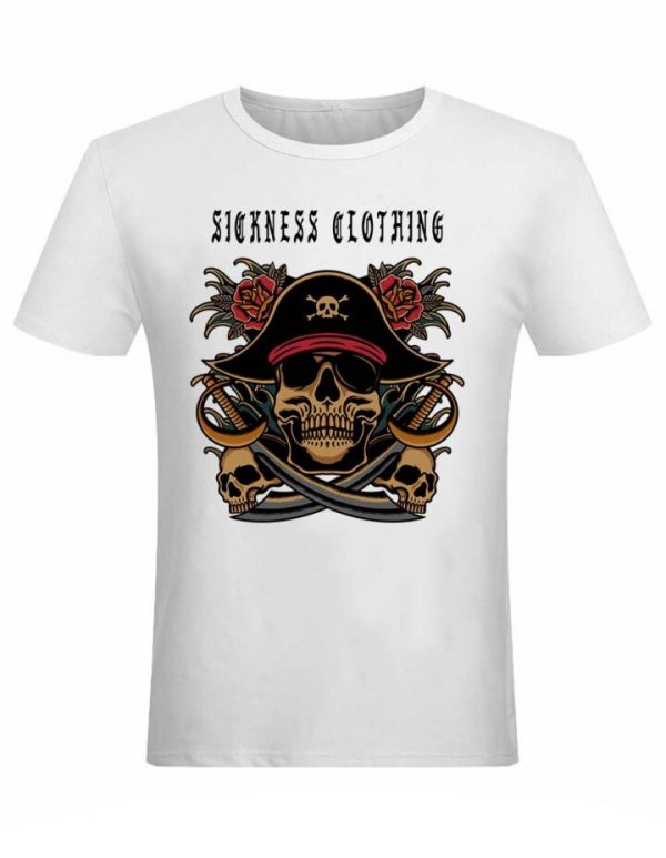 T-shirt unisexe Sickness clothing  Old School Pirates White