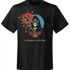 T-shirt unisexe Sickness clothing Old School Rose Death T-shirt unisexe Sickness clothing Old School Rose Death