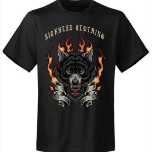 T-shirt unisexe Sickness clothing  Old School Wolf Black