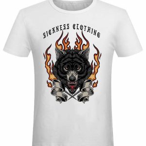 T-shirt unisexe Sickness clothing  Old School Wolf White T-shirt unisexe Sickness clothing  Old School Wolf White
