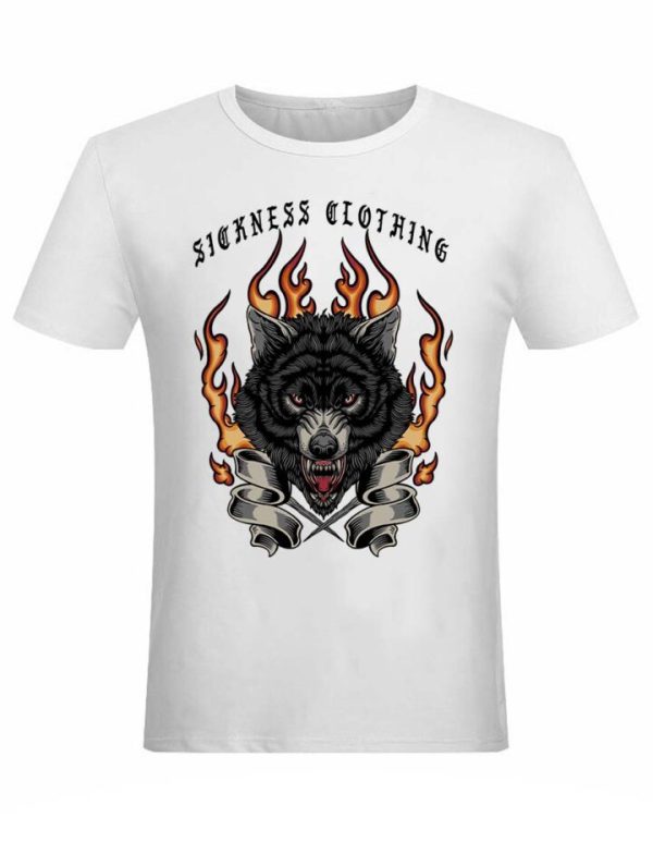 T-shirt unisexe Sickness clothing  Old School Wolf White