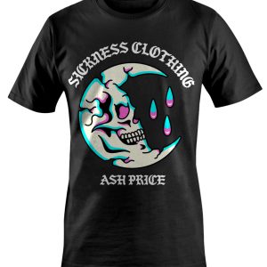 T shirt unisexe Sickness clothing Skull Moon Black 1