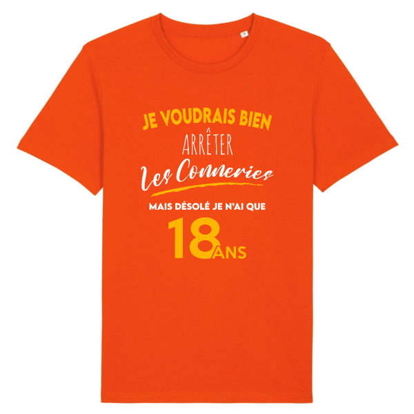 Tee-shirt anniversaire 18 ans arreter les conneries