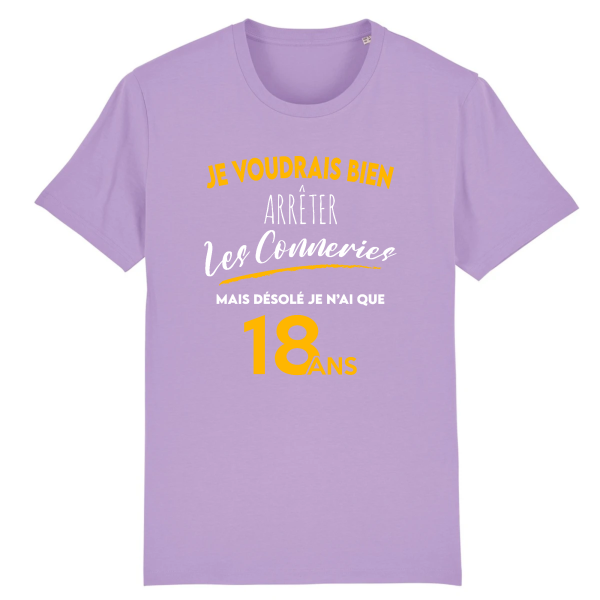 Tee-shirt anniversaire 18 ans arreter les conneries