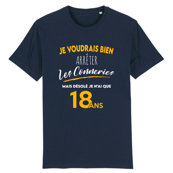 Tee-shirt anniversaire 18 ans arreter les conneries