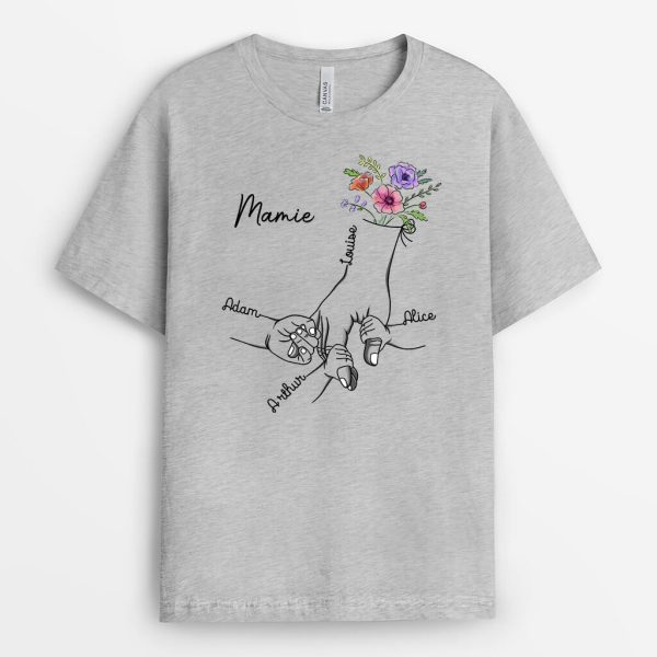 Tenir La Main de MamanMamie – Cadeau Personnalise  T-shirt personnalise pour Femme