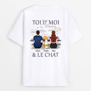 Toi Et Moi Le Chat Derriere De Dos Cadeau Personnalise T shirt pour Couple 1