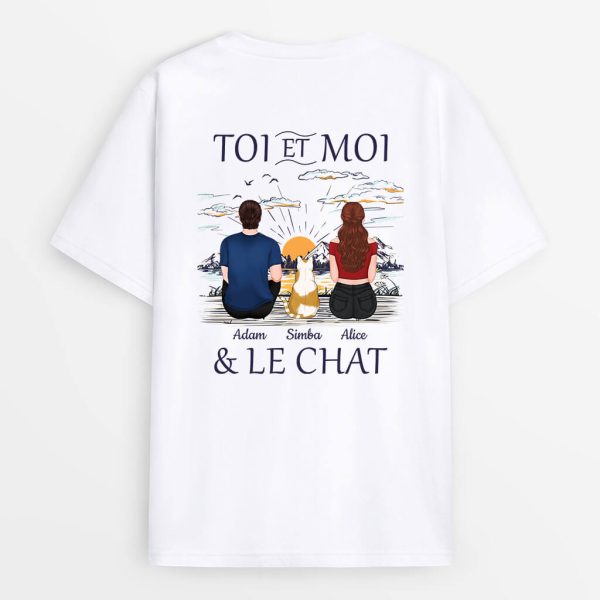 Toi Et Moi & Le Chat Derriere De Dos – Cadeau Personnalise  T-shirt pour Couple