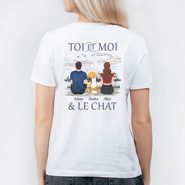 Toi Et Moi & Le Chat Derriere De Dos – Cadeau Personnalise  T-shirt pour Couple