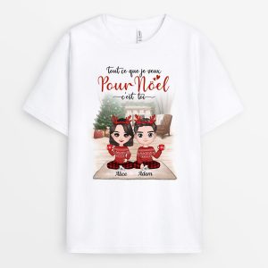 Tout Ce Que Je Veux Pour Noel – Cadeau Personnalise  T-shirt pour Couples Noel Tout Ce Que Je Veux Pour Noel – Cadeau Personnalise  T-shirt pour Couples Noel