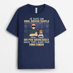 Un Homme Grincheux Aime Les Chiens – Cadeau Personnalise  T-shirt pour Amoureux des chiens Un Homme Grincheux Aime Les Chiens – Cadeau Personnalise  T-shirt pour Amoureux des chiens