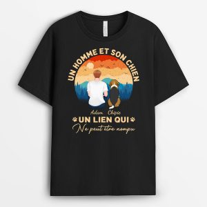 Un Homme et Son Chien – Cadeau Personnalise  T-shirt pour Amoureux des Chiens Un Homme et Son Chien – Cadeau Personnalise  T-shirt pour Amoureux des Chiens