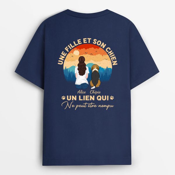 Une Fille Et Son Chien Un Lien Qui Ne Peut Etre Rompu – Cadeau Personnalise  T-shirt pour Amoureux des animaux