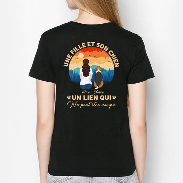 Une Fille Et Son Chien Un Lien Qui Ne Peut Etre Rompu – Cadeau Personnalise  T-shirt pour Amoureux des animaux