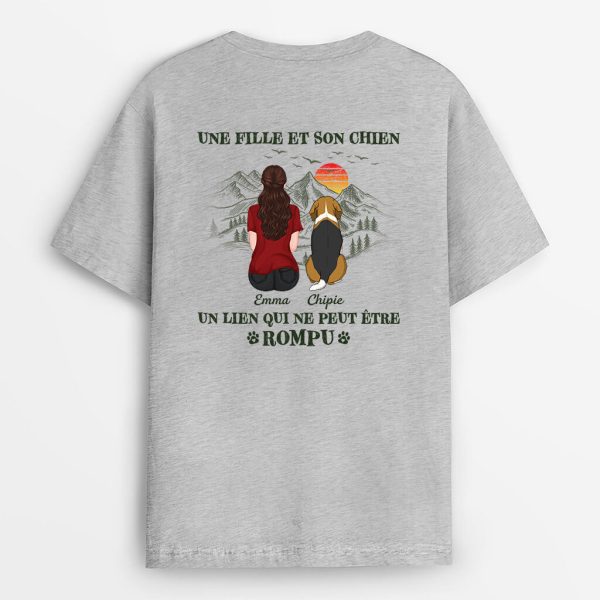 Une Fille Un Garcon Et Son Chien – Cadeau Personnalise  T-shirt pour Les Amoureux