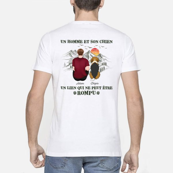 Une Fille Un Garcon Et Son Chien – Cadeau Personnalise  T-shirt pour Les Amoureux