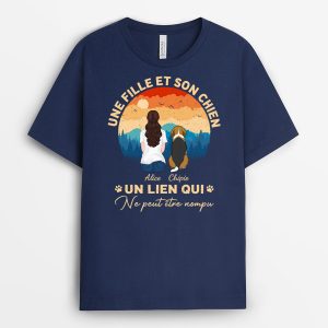 Une Fille et Son Chien – Cadeau Personnalise  T-shirt pour Amoureux des Chiens Une Fille et Son Chien – Cadeau Personnalise  T-shirt pour Amoureux des Chiens