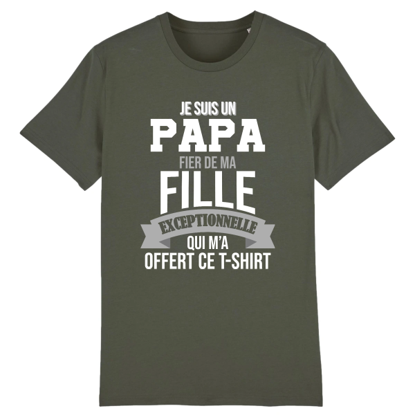 papa fier de sa fille qui lui a offert ce tee-shirt