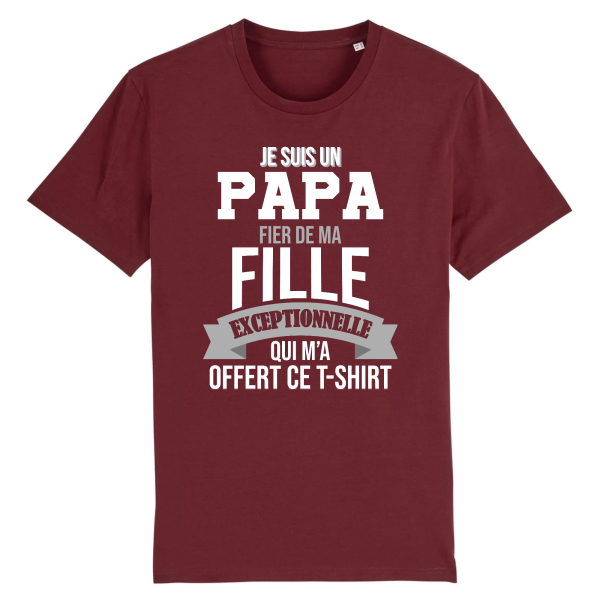 papa fier de sa fille qui lui a offert ce tee-shirt