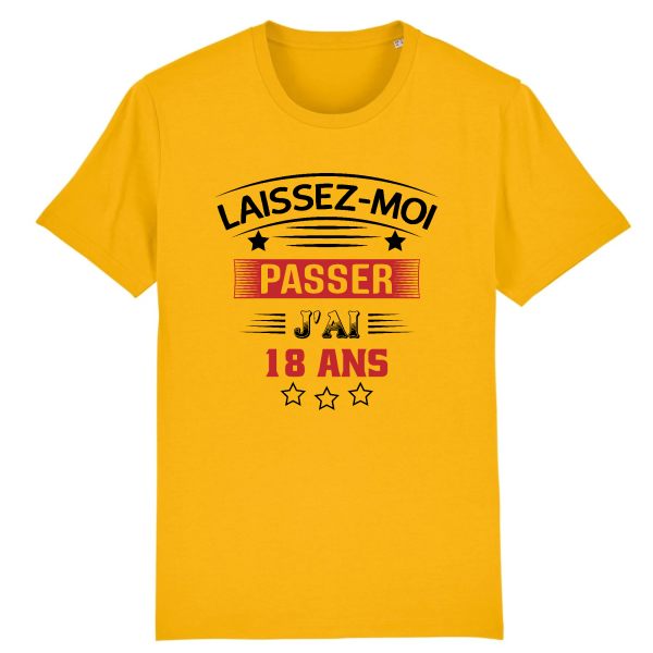 tee-shirt 18 ans  laissez moi passer