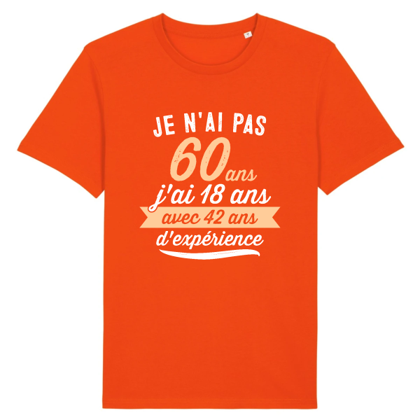 tee-shirt 60 ans humour 42 ans experience