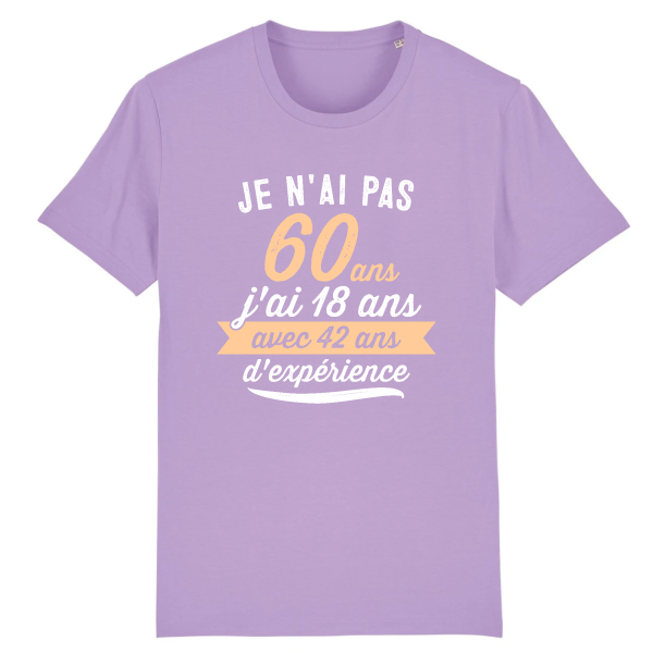 tee-shirt 60 ans humour 42 ans experience