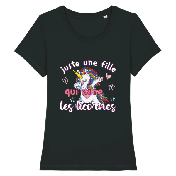 tee-shirt une fille qui aime les licornes (DAB)