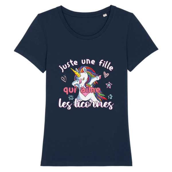 tee-shirt une fille qui aime les licornes (DAB)