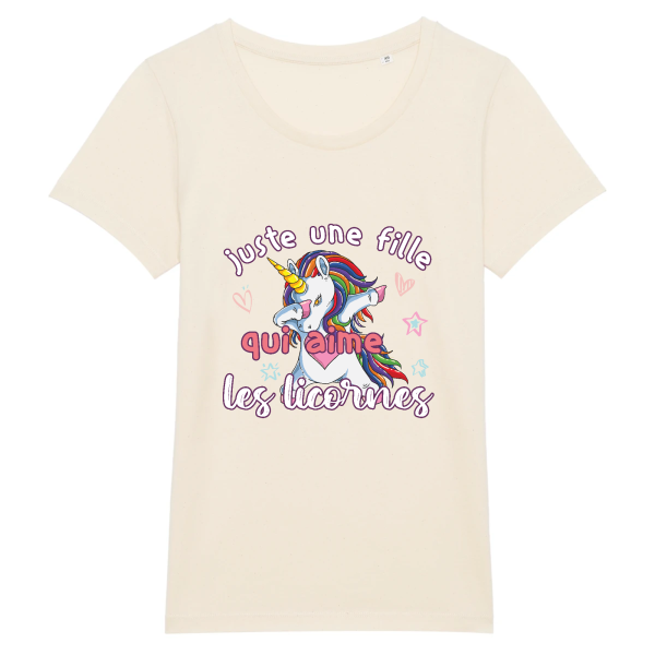 tee-shirt une fille qui aime les licornes (DAB)