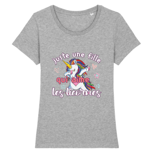 tee shirt une fille qui aime les licornes DAB 5