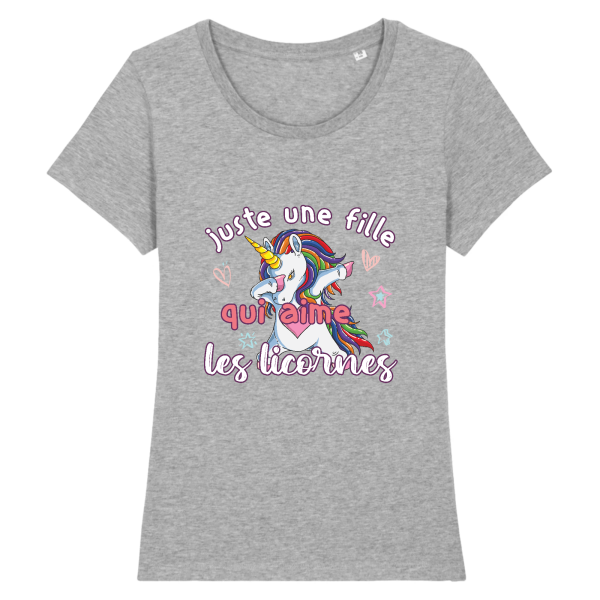 tee-shirt une fille qui aime les licornes (DAB)