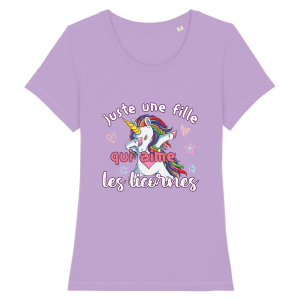 tee shirt une fille qui aime les licornes DAB 7
